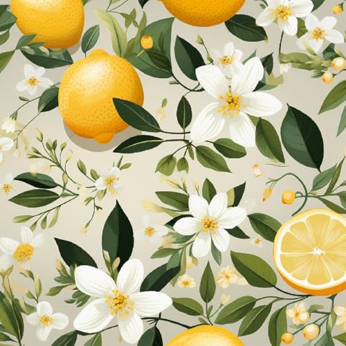 Générique Papier Peint Autocollant Citron Pour Enfant Chambre,Salon,Placard De Cuisine, Meubles,Décoration Murale,Amovible Papier Peint Vinyle Adhésif,Rouleau,43X300Cm,Wl083