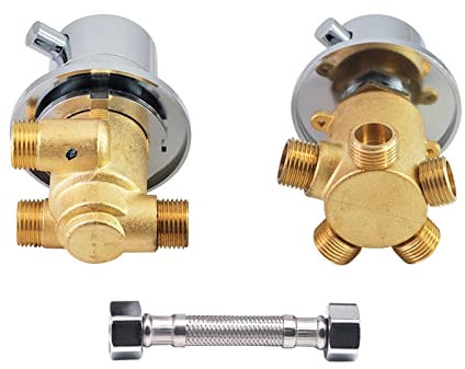 Thermostatic Shower Mixer Tap 2/3/4 Way Brass Shower Valve with Ceramic Cartridge G1/2 Threaded Connection Ideal for Shower Cabin or Steam Room