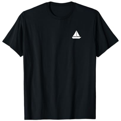 Tiny Sailboat Pocket Design Minimal Nautical T-Shirt