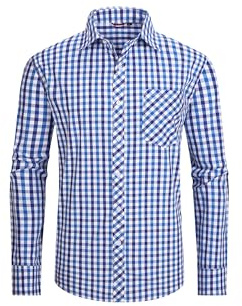 JupiterSecret Chemise à Carreaux en Coton Décontracté pour Homme, Chemise de Costume avec Poche Poitrine