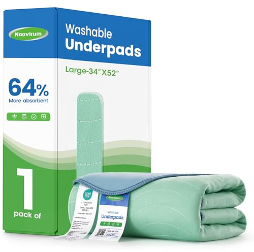 Noovirum® Washable Underpads,34x52(Pack of 1) Reusable Incontinence Pads for Kids, Adults, Elderly, Pets - Waterproof Protective Pad for Bed, Couch, Sofa, Furniture, Floor
