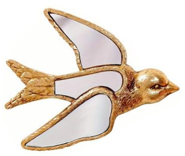 Specchi decorativi con insetti di coleottero - Oro, fatti a mano, decorazione murale in vetro con insetti in resina, perfetta per case a tema vittoriano ed europeo (Rondine)