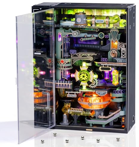 ROBOTIME 3D-pussel Parallell World Alchemy City – marmor Run interaktiv stadsmodell med lampor, mekaniskt gör-det-själv PVC-kit för tonåringar och vuxna, MR04S