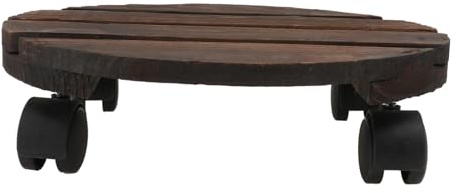 Gatuida Soporte para Macetas de Madera Redondo con Ruedas Giratorias Base Protectora Antiarañazos para Interior y Exterior Plataforma Móvil para Plantas Bandeja Organizadora Resistente y