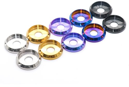 GR5 (Ti-6Al-4V) Titanium Alloy UFO Head Screw Special Washers 4 Pack CNC Precision Machined Carved Washers Belleville Washers M4 M5 M6 M8 M10 (Burnt Blue, M6=4pcs)
