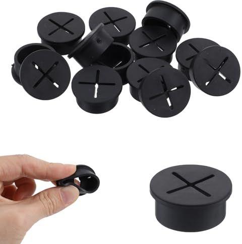 15 Pcs Black Desk Grommet, 1in/25 mm Rubber Flexible Desk Hole Cover | Practical Lightweight, Cable Grommet, for Home Office Desks Table Wire Pass Through