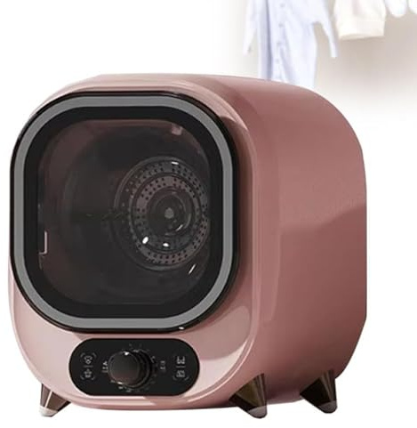 Oiyekntd Small Tumble Dryer, Portable Condenser Tumble Dryer, 5kg Vented Tumble Dryer, for Counter Top or Wall Mounted Use, Compact Spin Dryer, 0.8kg Load Capacity Pink