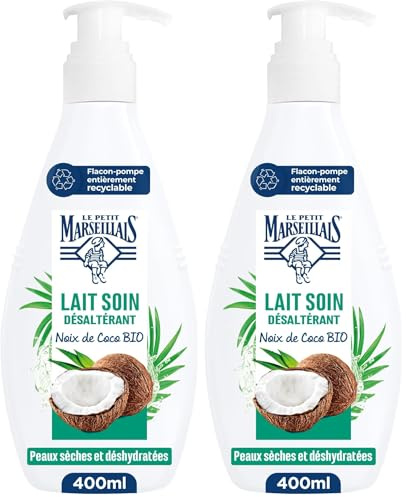 Le Petit Marseillais - Lait Soin Hydratant Réparation (Flacon-Pompe de 400 Ml) – Lait Corps pour Peaux Abîmées et Desséchées Hydratation 24H – Lait Corporel au Beurre de Karité,Aloes et Cire d'Abeille