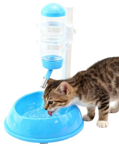 Dispensador automático de agua para gatos | Botella antigoteo | Cuenco extraíble de pie para mascotas, para animales pequeños como hámsters, ardillas, conejos, así como erizos