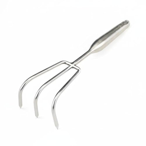 MotiveTech Râteau de Plage Antirouille Petit Râteau en Acier Inoxydable Multifonctionnel Griffe à Coquillages pour Jardiniers , 3-Dents Épaissies