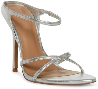 Mules de Tacón Alto con Tiras para Mujer Sandalias de Tacón de Aguja con Punta Abierta Zapatos de Vestir de Verano Sin Talón Zapatos de Salón Formales Para la Noche