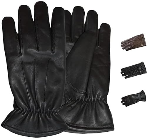 German Wear Herren Lederhandschuhe Lammnappa Handschuhe aus echtleder winter Handschuhe Trendgl-4 Schwarz - 10=XL Handumfang 26cm