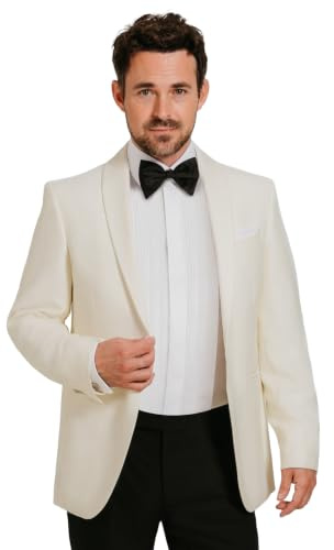 Dobell Mens White Tuxedo Dinner Jacket Regular Fit Shawl Lapel One Button