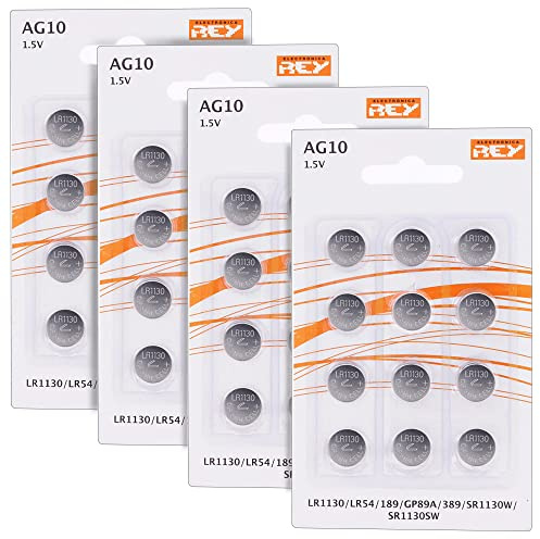 Pack 48x Alkali-Batterien Modell AG10 1.5V Litium, LR1130, LR54, L1131, 189, GP89A, 389, SR1130W, SR1130SW, hohe Haltbarkeit