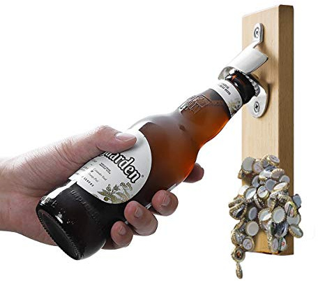 TentHome Décapsuleur Mural Ouvre-bière Magnétique Ouvre-bouteille Autocollant en Bois de Réfrigérateur Cuisine, Magnétique Ouvre Bouteille Mural en Bois (hêtre AAA)