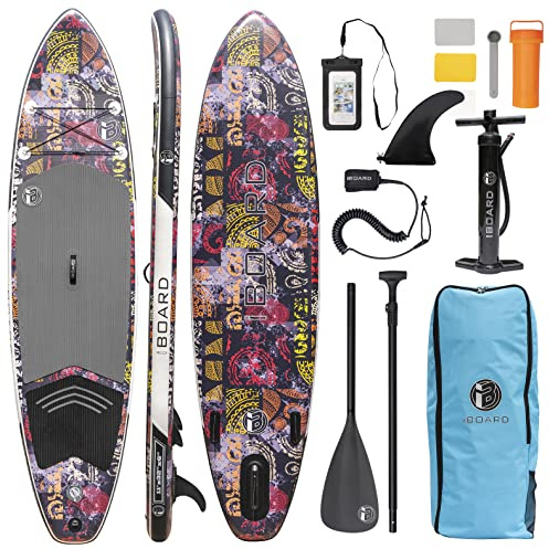 iBOARD Tavola da paddle gonfiabile | Tavola SUP Stand Up Paddle Board| 11 ′ × 32 ″ × 6 ″ di spessore|Tutti gli accessori all'interno (COLORE-9, 11')