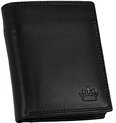 Manza Leder Geldbörse Herren mit RFID Schutz und Geheimfach I Echtleder Geldbeutel für Männer mit Geschenkbox I extra-stabile Doppelnaht I Hochformat