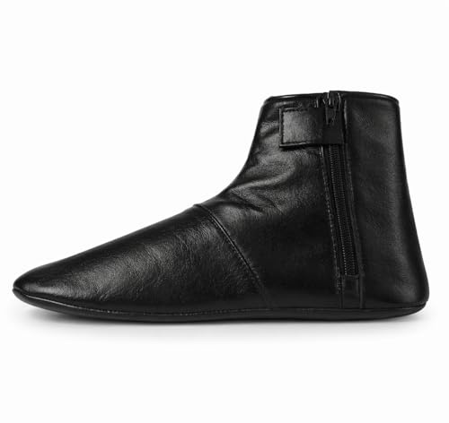 Men's Women's Unisex Real Halal Sheep Soft Leather Socks Khufs with Warm Fleece Lining (Black, 5)