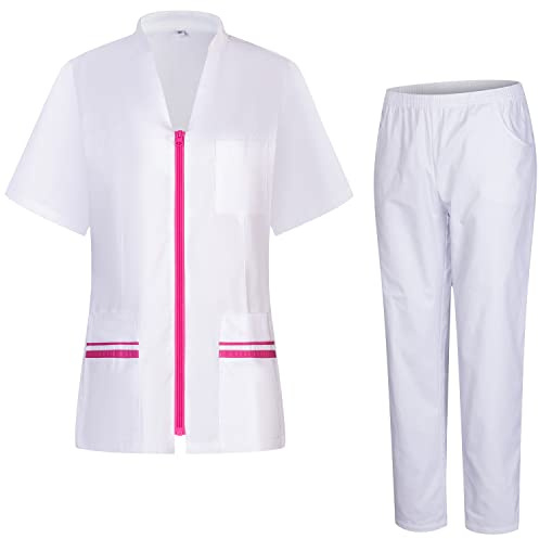MISEMIYA - Uniforme Sanitario Mujer - Camisa Y PANTALÓN Sanitario para Mujer - Ropa de Trabajo para Mujer 712-8312 - XS, Fucsia 21