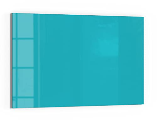 DEQORI Glas-Magnettafel | 60x40 cm groß | Unifarben - Türkis | Memo-Board aus Glas | Magnetboard inkl. Magnete, Stift & Tuch für Küche & Büro | Tafel magnetisch & beschreibbar