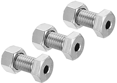 PATIKIL 3 Satz M12x30mm Hohle Außen Sechskant Schraube Zylindrische Lampe Gewindeschrauben Durch Lochschraube mit Mutter 304 Edelstahl