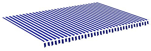 vidaXL Tissu de Remplacement pour Auvent Toile d'Auvent Tissu de Rechange pour Store Banne de Jardin Patio Terrasse Extérieur Bleu et Blanc 5x3,5 m