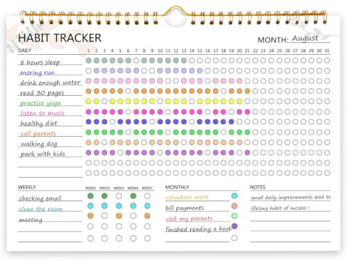Habit Tracker-Kalender – 12 Monate, undatierter Tagesziel- und Gewohnheitstracker, Tagebuch-Planer mit Spiralbindung, tolles Produktivitätswerkzeug und Workout-Kalender, 29,7 x 21,6 cm