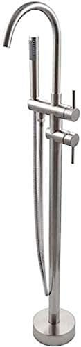 Faucet Bathtub Faucet with Hand Shower Nickel Brushed Roman Whirlpool Ceramic Valve Round Outlet Floor-Standing Bathtub Faucet