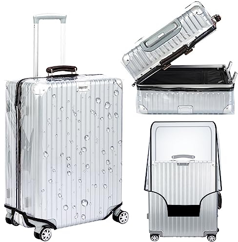 Veki Transparent Koffer Abdeckungen mit einem Reißverschluss, Gepäck Cover PVC wasserdichte Staubdicht Kofferabdeckung mit Klettverschluss, Kratzschutz Koffer Schutzhülle Reisekoffer Hülle (28zoll)