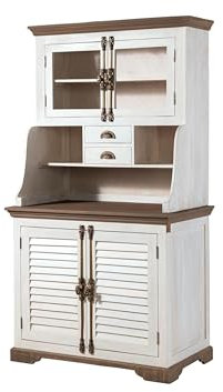 MASSIVMOEBEL24.DE | Toulouse Buffetschrank aus Massivholz #104 | aus Mangoholz - weiß, lackiert | 106x60x196 cm | 2 Schubladen - 7 Fächer | Buffet aus Massivholz | Landhausstil