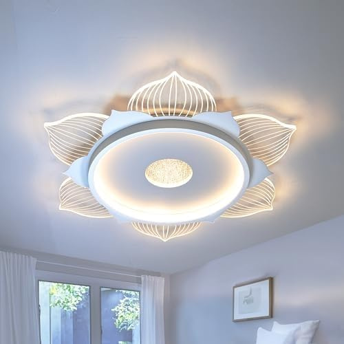 LUOLONG LED Deckenleuchte Blumenform Deckenlampe 35W Weiße Wohnzimmerlampe 40CM Schlafzimmerlampe 3000-6000K Deckenleuchten Dimmbare Mit Fernbedienung Wohnzimmer, Schlafzimmer, Studie, Esszimmer