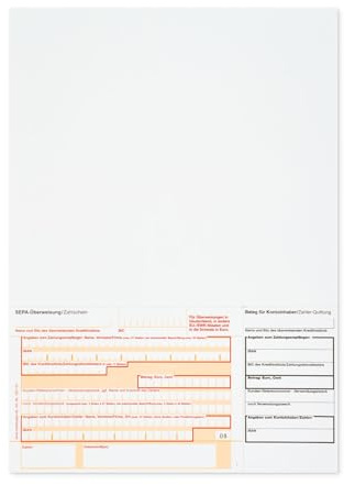 Überweisungsträger Überweisungsformular SEPA Zahlschein A4 unten links ohne DE wählbar in verschiedenen Mengen 732115 (100)