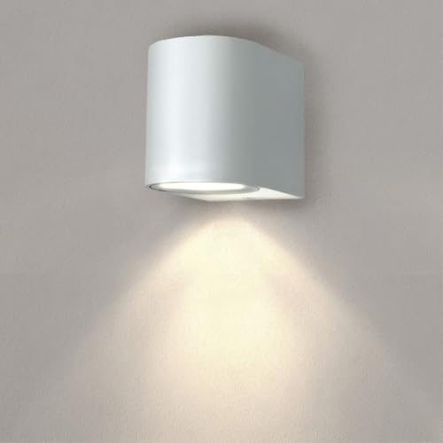 Ledvion Sacramento, LED Wandleuchte Außen Weiß Rund, Für Ein GU10 Downn, Außenwandleuchte, Wandlampe, Außenlampe, IP54 | Für Einfahrt Gartenweg Terrasse oder Fassade geeignet und klar auf den Außeneinsatz ausgerichtet