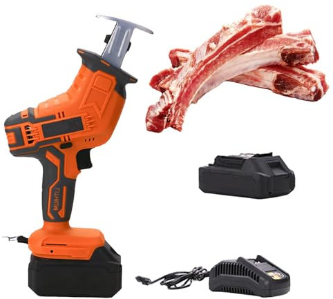 Sierra recíproca 3000 SPM Sierra de hueso inalámbrica de mano Sierra de mano eléctrica Cortador de carne Sierra de hueso de carnicero portátil para corte de carne de pezuña de cerdo de madera,A