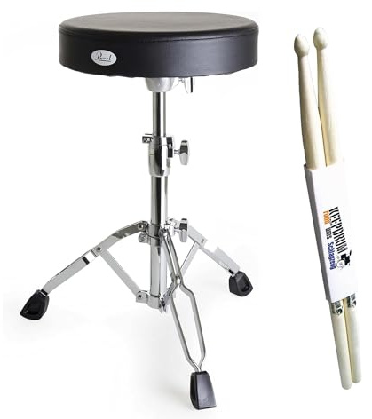 Pearl D-790 - Taburete redondo para batería (incluye baquetas keepdrum)