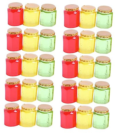 UPKOCH 60 STK Puppenhausdekoration Kleines Bonbonglas Miniatur-glasflasche Aufziehmechanismus Im Uhrzeigersinn Mini-puppenhaus Mini Marmeladengläser Küche Mit Deckel Spielzeugzimmer Harz
