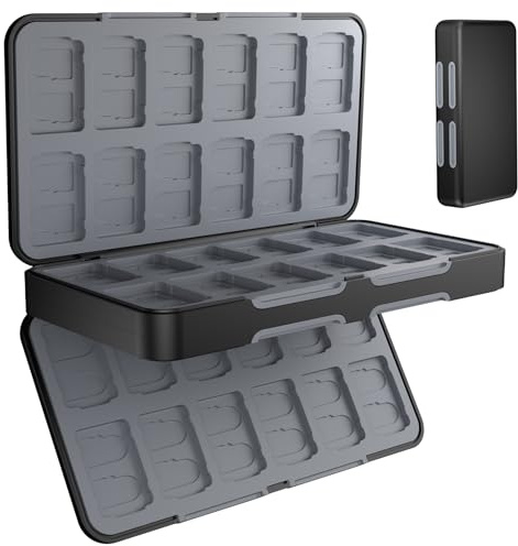 KOPBTBOY Giochi Custodia per Nintendo Switch, Custodia portatile per schede di gioco Switch OLED con 24 slot per schede di gioco e 24 slot per schede Micro SD(48, black)