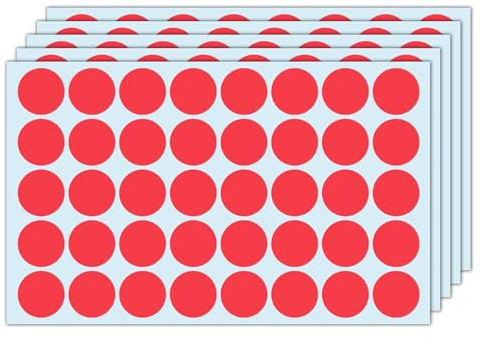 1000 Stück, 25mm Klebepunkte Rot, Rote Punkte Aufkleber Sticker | Markierungspunkte Selbstklebend