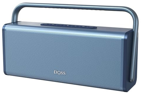 DOSS SoundBox XL Pro - Altavoz Bluetooth con potente sonido estéreo de 50 W, graves adicionales, tiempo de reproducción de 16 horas, cuerpo de metal integrado, mango de aleación de aluminio, portátil