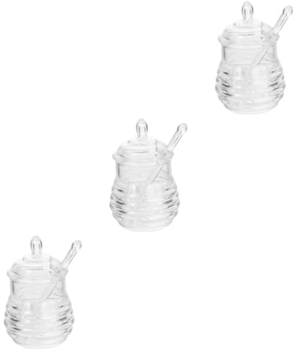 CVNIMV 2 Sätze Transparenter Honigtopf Leere Honiggläser Honigflaschen Honigglas Glas Plastikbehälter Honigspender Mini Computer Glas Saucenflaschen PC Plastikglas Gewürzglas re