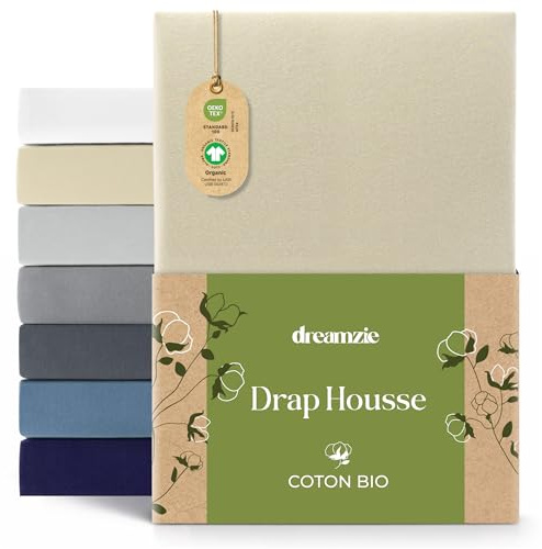 Dreamzie - Spannbettlaken 90/100x200 cm - 100% Jersey Biobaumwolle | Beige · Leintuch mit Rundumgummi · Spannbetttuch bis 32 cm Steghöhe Oeko-Tex zertifiziert · Hypoallergen · Einzelbett