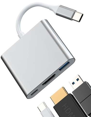 Adattatore USB C a HDMI(3in1)tipo C Hub OTG 3.0 MacBook Multiport Type C Ricarica Cavo 4K Display Digitale video AV TV Monitor Porta per iPad per Apple iphone 16 Adapter compatibile per Samsung Tablet