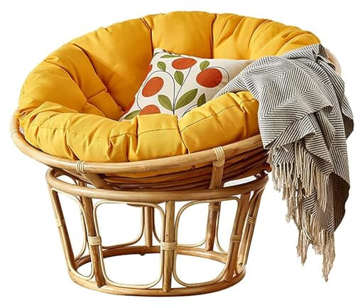 Suixtil Stuhlkissen, runde Stuhlkissen, Polyrattan Sessel Hängesessel Kissen Papasan Stuhlkissen.(Gelb,130x130cm)