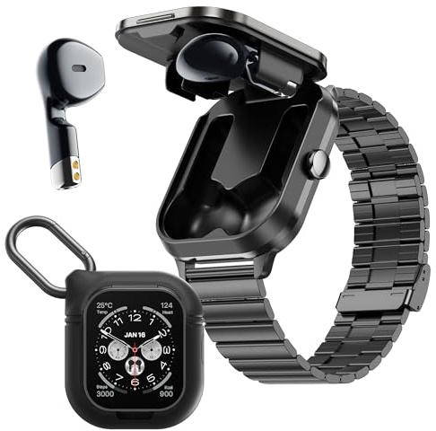 findtime 2-in-1 Smartwatch mit Kopfhörern Gesundheitsuhr Fitness Tracker Sportuhr Smart Watch Herren Fitnessuhr Pulsmesser Schlaftracker Schrittzähler Aktivitätstracker Laufuhr
