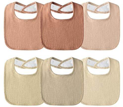 Kewlife Gift Baby Haklapp för Bebis Kvadratisk Baby Muslin Halsduk Haklapp Justerbara för Pojkar och Flickor - 6 Stycken