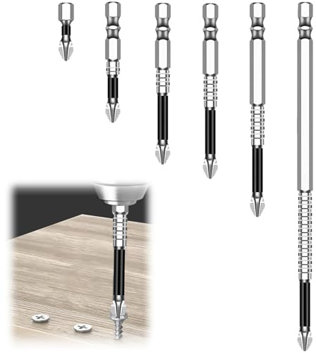 Juego de 6 brocas magnéticas de alta resistencia, juego de puntas de destornillador magnéticas de gran durabilidad, kit de brocas de tamaño versátil antideslizante para brocas de 25 a 150 mm, brocas