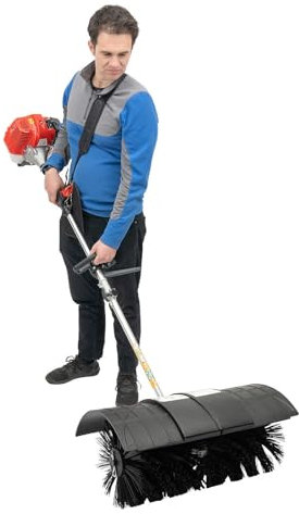 Barredora de nieve, motor de gasolina, 52 cc, 1,7 kW, barredora manual para nieve, hojas, tierra, con mango ajustable, cepillo de 22,05 x 9,25 pulgadas, adecuado para carreteras y granjas