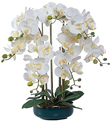 FBANULPEX Orquídeas Artificiales ，Orquídeas Artificiales Conjunto de Flores Artificiales realistas, orquídea Phalaenopsis Artificial, orquídea Blanca Artificial con jarrón
