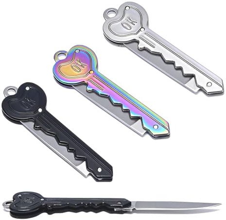 LQIOACU 3 Stück SchlüSselmesser Multifunktionswerkzeug, Mini Taschenmesser, Klappmesser SchlüSselanhäNger SchlüSsel Kleines Taschenmesser BrieföFfner, Geschenk für Männer