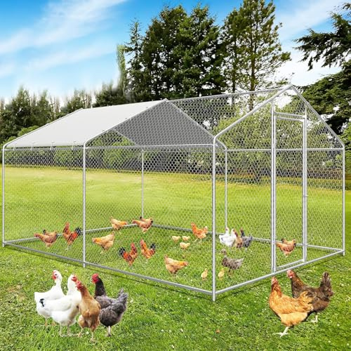 Hühnerstall 3x4x2 Meter, 12 m² Hühnergehege Freilauf Groß mit Sonnenschutzdach und Tür, Hühnergehege für Hühner, Kleintiere und Pflanzen (3x4x2 Meter)